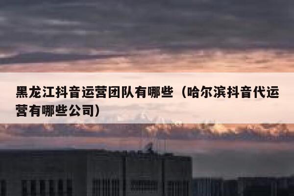 黑龙江抖音运营团队有哪些（哈尔滨抖音代运营有哪些公司）