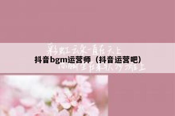 抖音bgm运营师（抖音运营吧）